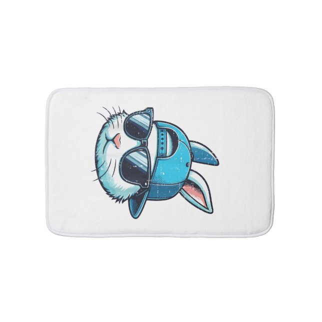 Easter Bunny Face Baseball Cap Sunglasses Rabbit B Badematte (Vorderseite)