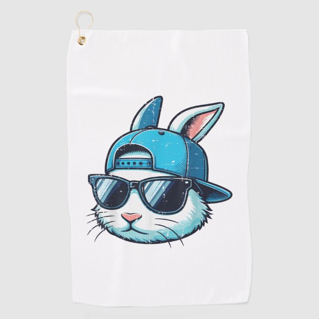 Easter Bunny Face Baseball Cap Sunglasses Rabbit B Golfhandtuch (Vorderseite)