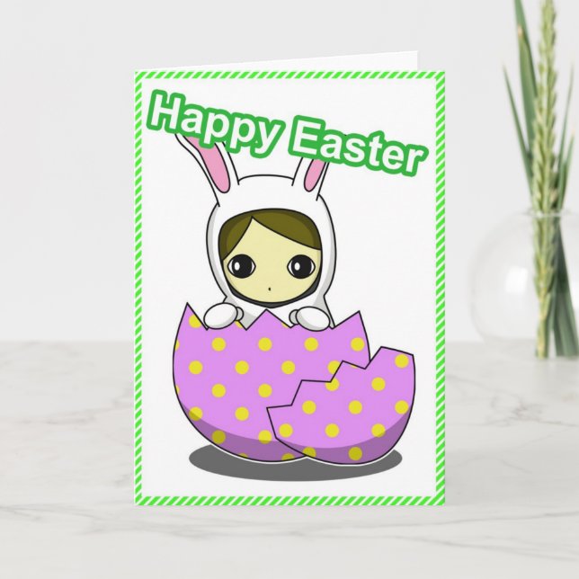 Easter Bunny Girl card Feiertagskarte (Vorderseite)