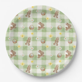 Easter Bunny Green Gingham Pappteller