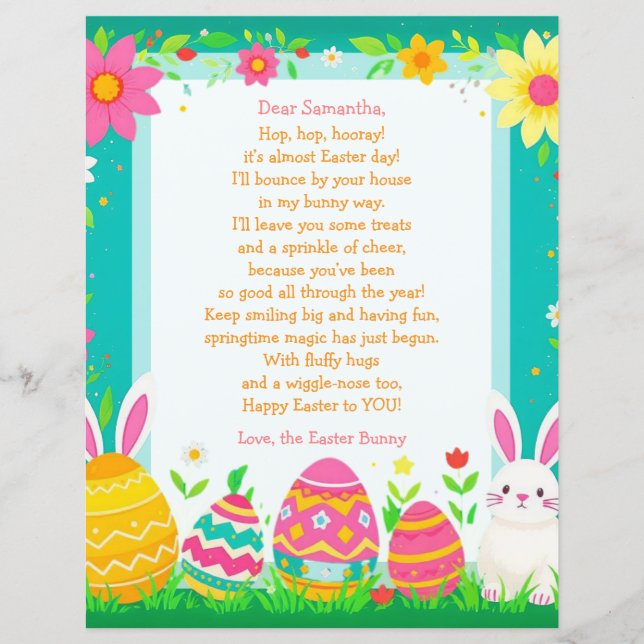 Easter Bunny Letter and Question Game for Children (Vorderseite)