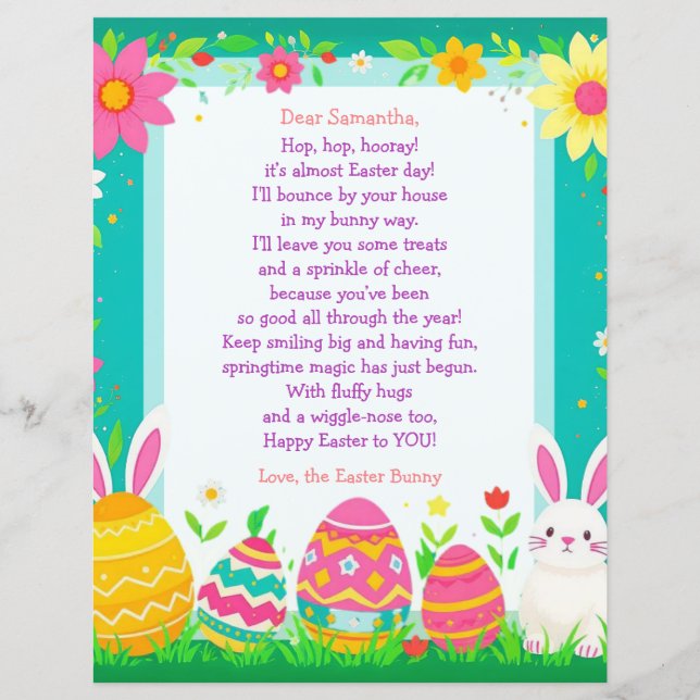 Easter Bunny Letter and Question Game for Children (Vorderseite)