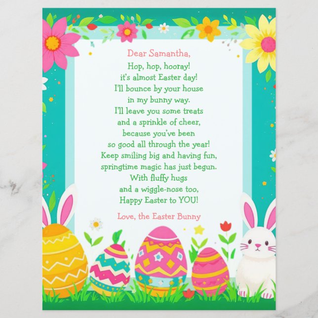 Easter Bunny Letter and Question Game for Children (Vorderseite)