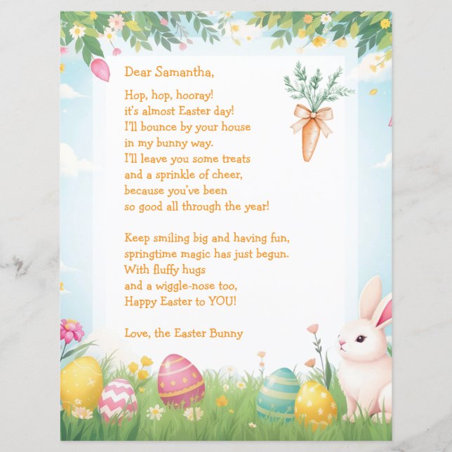 Easter Bunny Letter and Question Game for Children (Vorderseite)