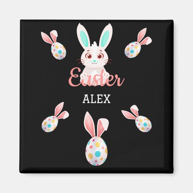 " EASTER" BUNNY MAGNET MIT SPEZIELTEN EIERN & NAME (Vorne)