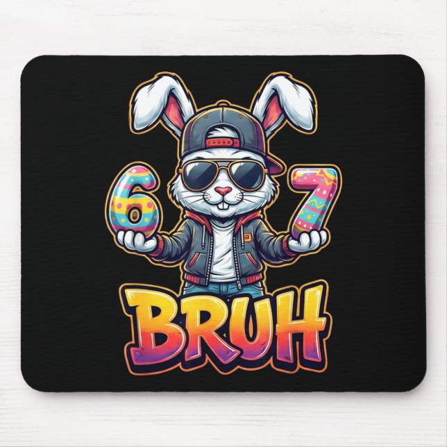 Easter Bunny Meme Bruh – Funny 6 7 Easter Eggs Des Mousepad (Vorne)