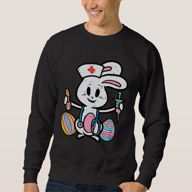 Easter Bunny Nurse Stethoscope Cute Rabbit Scrub T Sweatshirt (Vorderseite)