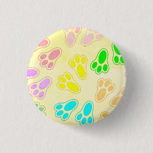 Easter Bunny Paw Print Pattern Vintage Style Button