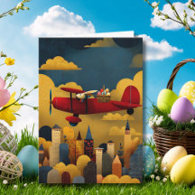 Easter Bunny Pilot Flies Airplane Custom Aviation