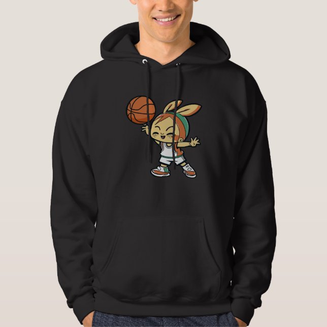 Easter Bunny Playing Basketball Basketball Easter Hoodie (Vorderseite)