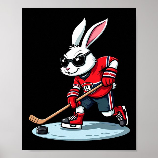 Easter Bunny Playing Hockey  Poster (Vorne)