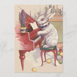 Easter Bunny Playing Piano Hyacinth Einladung