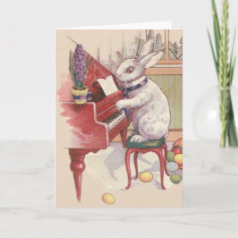 Easter Bunny Playing Piano Hyacinth Feiertagskarte