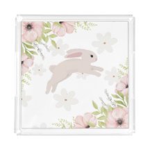 Easter Bunny Rabbit Pink Flowers