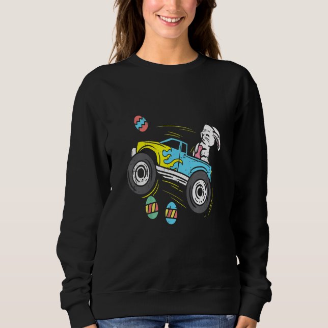 Easter Bunny Riding Monster Truck Cute Boys Kids T Sweatshirt (Vorderseite)