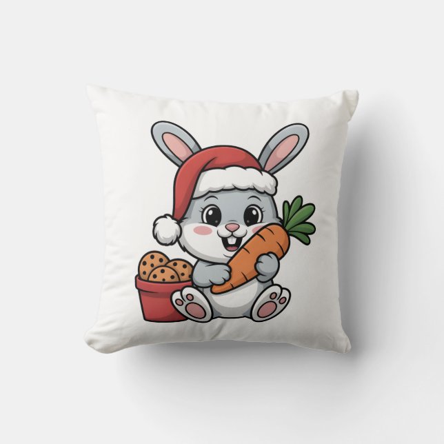 Easter Bunny’s Carrot Christmas Funny Cute Holiday Kissen (Vorderseite)