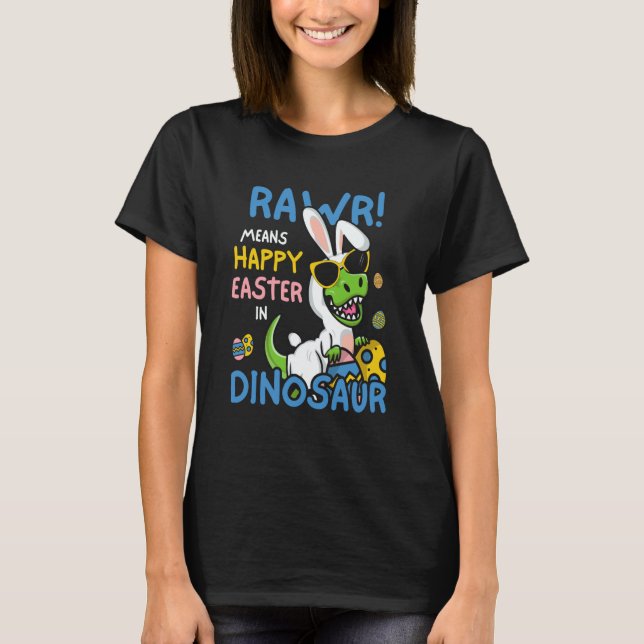 Easter Bunny Saurus Rex Kids Dinosaur Easter T-Shirt (Vorderseite)