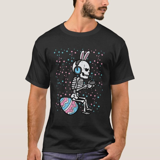 Easter Bunny Skeleton Gamer Funny Gaming Boys Kids T-Shirt (Vorderseite)