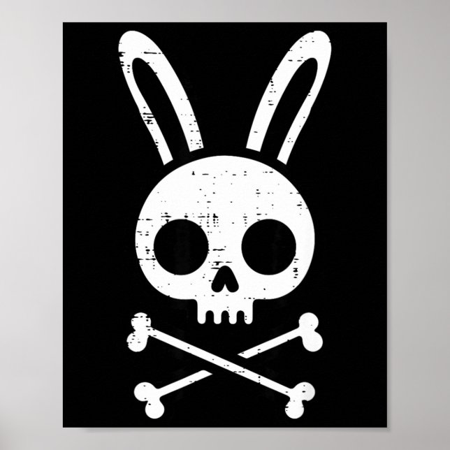 Easter Bunny Skull Cross Bones Rabbit Goth Men Boy Poster (Vorne)