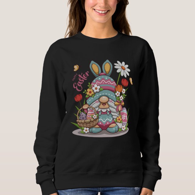 Easter Bunny Spring Gnome Easter Egg Hunting And B Sweatshirt (Vorderseite)