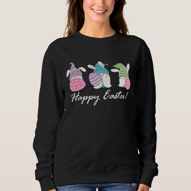 Easter Bunny Spring Gnome Women Girls Easter Egg H Sweatshirt (Vorderseite)