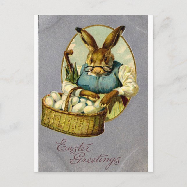 Easter Bunny Vintage Feiertagspostkarte (Vorderseite)