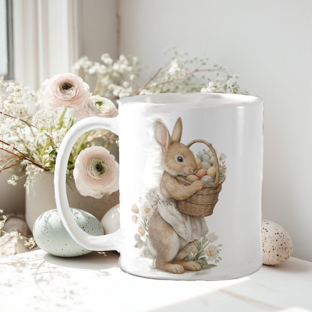 Easter bunny with flowers and Easter eggs Kaffeetasse (Von Creator hochgeladen)