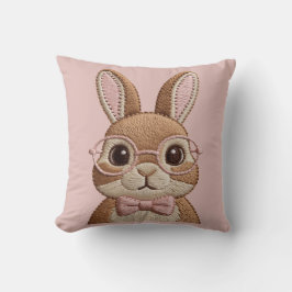 Easter Bunny with Glasses & Bow – Embroidered Look Kissen