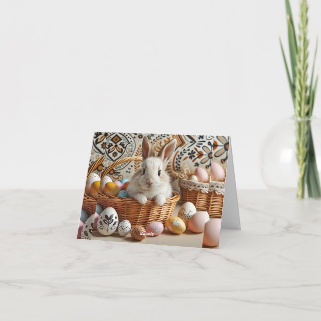 Easter bunny with his eggs. einladung (Rückseite)