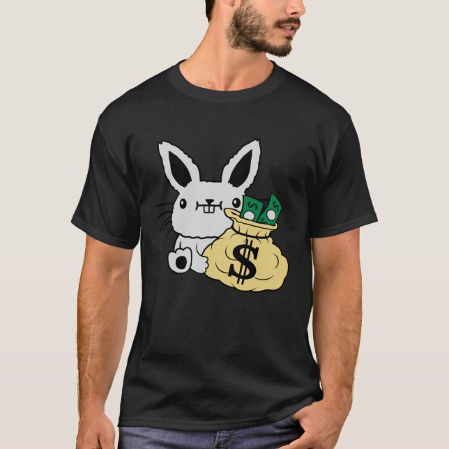 Easter Bunny With Money In A Bag Cute Rich Rabbit T-Shirt (Vorderseite)