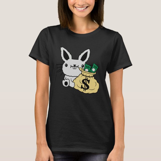 Easter Bunny With Money In A Bag Cute Rich Rabbit T-Shirt (Vorderseite)
