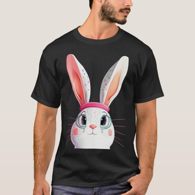 Easter Bunny with Pink Headband T-Shirt (Vorderseite)