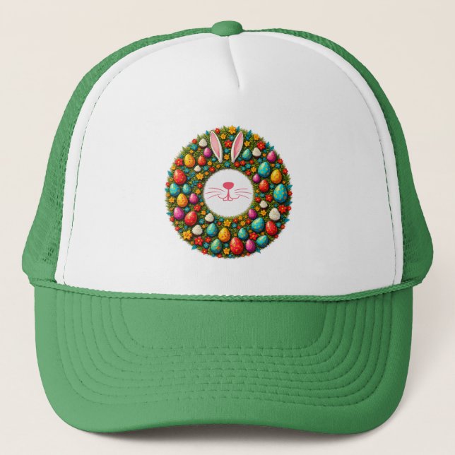 Easter Bunny Wreath – Cute Style boné Truckerkappe (Vorderseite)