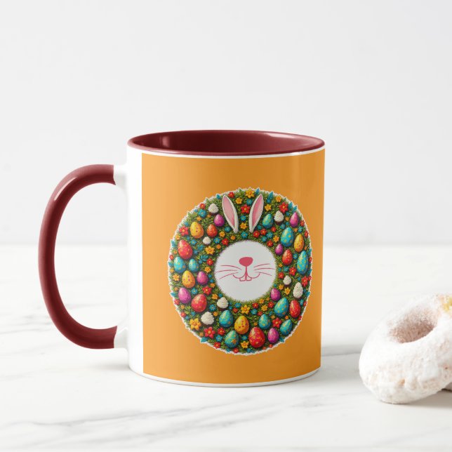 Easter Bunny Wreath – Cute Style caneca Tasse (Mit Donut)