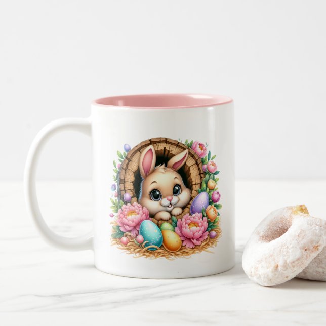 Easter Bunny  Zweifarbige Tasse (Mit Donut)