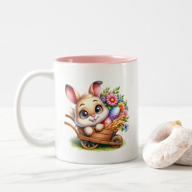 Easter Bunny  Zweifarbige Tasse (Mit Donut)