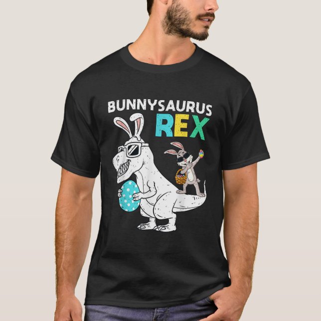 Easter Bunnysaurus T Rex Dino Dabbing Rabbit Boys  T-Shirt (Vorderseite)