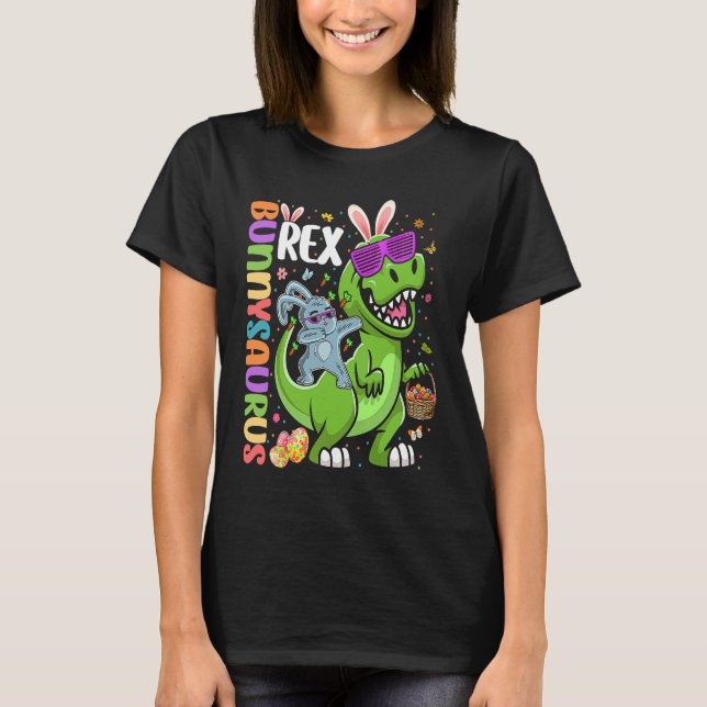 Easter Bunnysaurus T Rex Dino Dabbing Rabbit T-Shirt (Vorderseite)