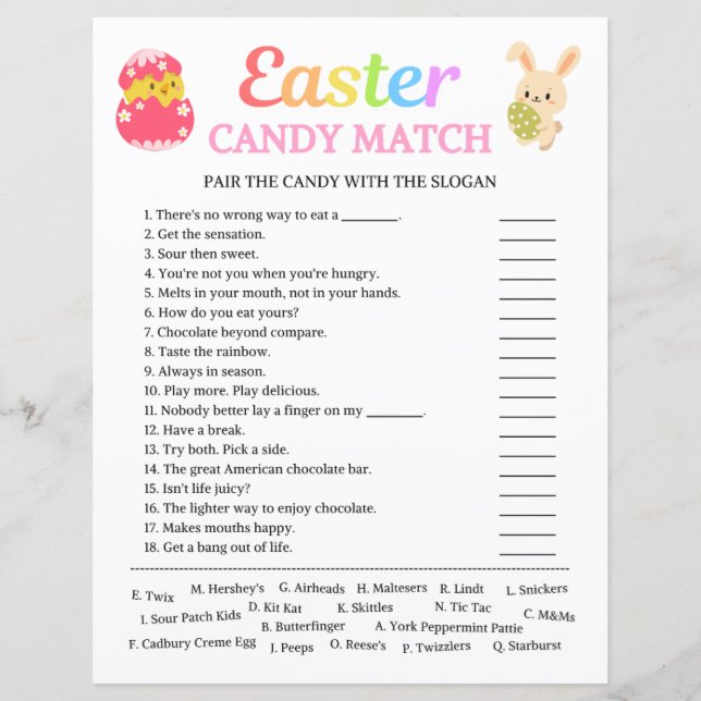 Easter Candy Match Game (Vorderseite)