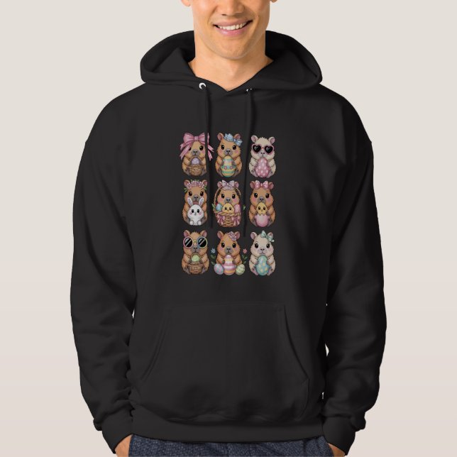 Easter Capybaras Cute Capybara Egg Hunting Bunny K Hoodie (Vorderseite)