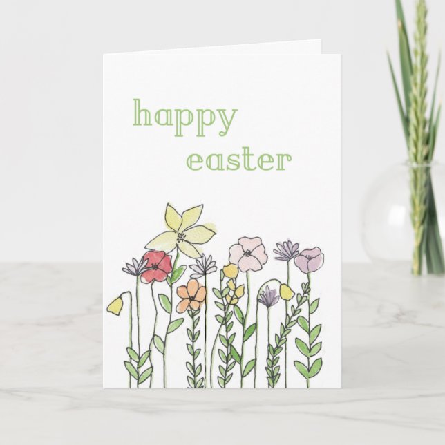 Easter card - flower illustration karte (Vorderseite)