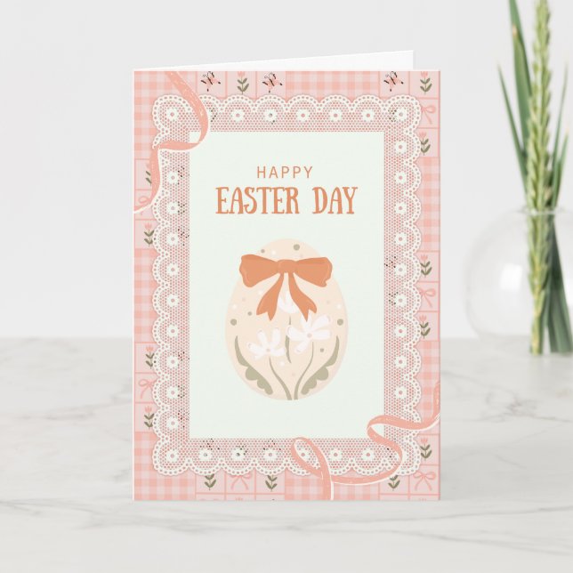 Easter Card with a lace and patterned fabric  Karte (Vorderseite)