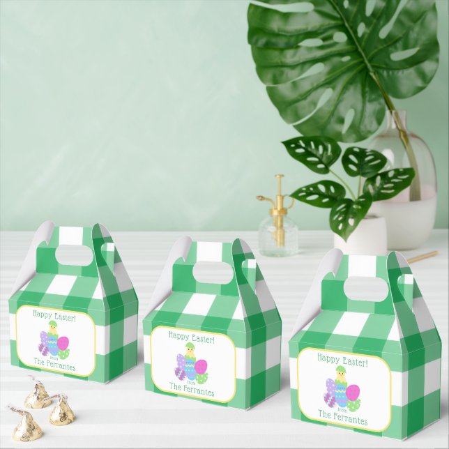EASTER Chick Eggs and bold green check NAME Geschenkschachtel (Zahlreiche)