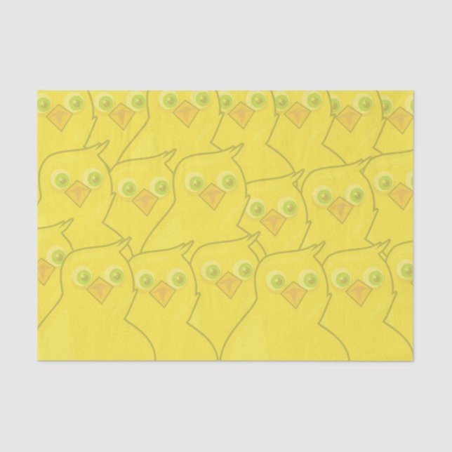 Easter Chickens Bright Yellow Cartoon Pattern Seidenpapier (Vorderseite)