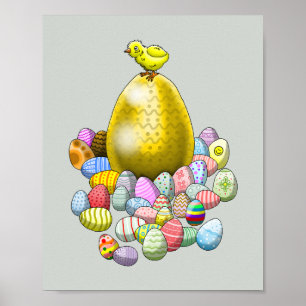 Easter chicken's easter eggs Poster
