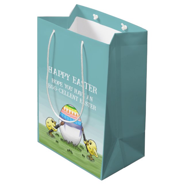 Easter Chicks' Egg-Cellent Easter Mittlere Geschenktüte (Rückseite Schrägansicht)