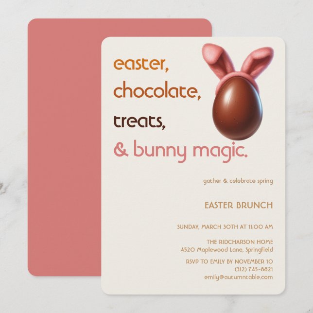 Easter Chocolate Egg Invitation Sweet Spring Party Einladung (Vorne/Hinten)