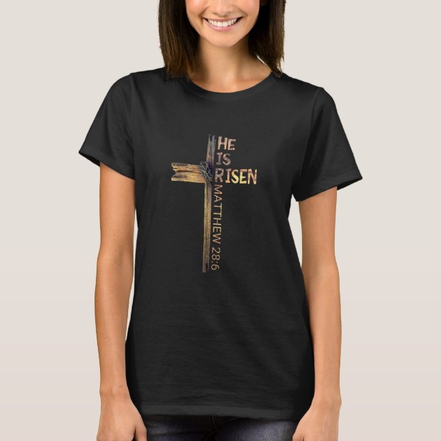 Easter Christian He Is Risen Sun Resurrection Men  T-Shirt (Vorderseite)