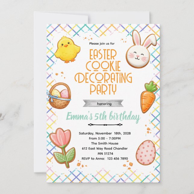 Easter Cookie Decorating Party Invitation Einladung (Vorderseite)