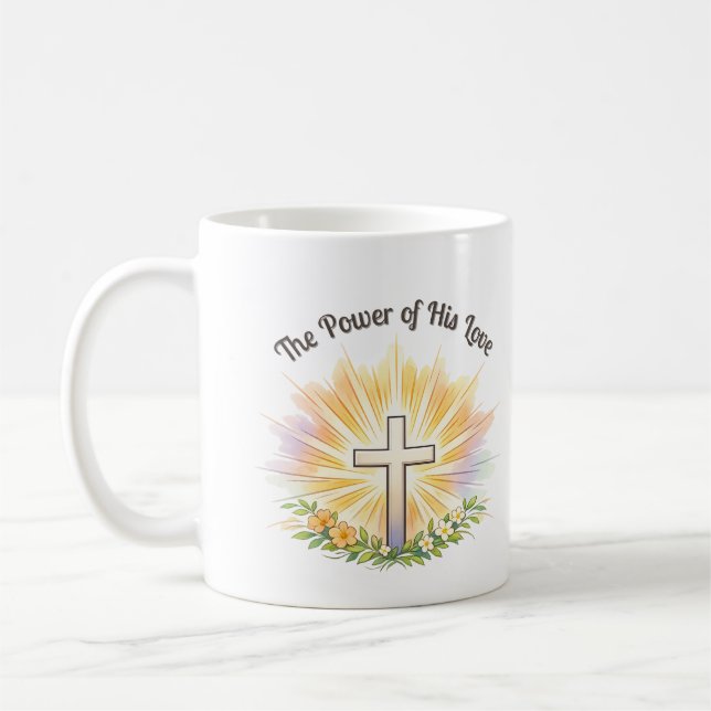 Easter Cross with Flowers - Editable Christian Mug Kaffeetasse (Links)